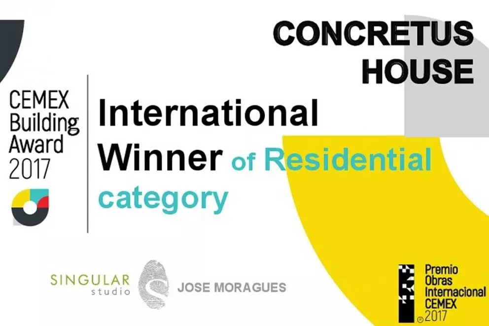 CONCRETUS HOUSE: FIRST INTERNATIONAL PRIZE IN ITS CATEGORY ‘RESIDENTIAL HOUSING’ IN CEMEX BUILDING AWARD 26TH EDITION.